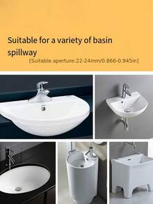 Overflow Cover Bathroom Basin Sink Overflow Cover Sink Overflow Ring Bathtub Drain Strainer Washbasin Overflow Ring Bathroom Vanity Sink Basin Overflow With Ceramic Basin Sink Hole Cover Round Hole Drain Cap Suitable For 22-24Mm Drain Holes For Kitchen And Bathroom Sinks Easy To Install Durable And Corrosion-Resistant Home Bathroom Decor Basin Accessories
