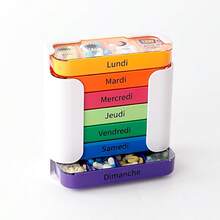 Boîte à médicaments française à 28 compartiments, 7 couches avec 4 compartiments par couche, solution de rangement organisée pour les médicaments quotidiens - Multicolore - Voir 8