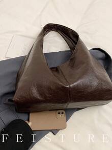 1 件 FEISTURE 大容量手提包，PU 材质时尚单肩包，带磁扣，适合女孩、女士、大学生、年轻专业人士，非常适合工作、商务、通勤、学校 - 咖啡 - 查看 12