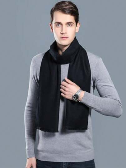 Men's Solid Color Scarf, Soft And Fashionable Formal Scarf For Men, Suitable Gift For Boyfriend Or Father On Christmas, Can Be Paired With Business Attire, Casual Wear, And Daily Wear