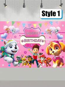Paw Patrol Paw Patrol 1pc Paw Patrol Theme Photography Backdrop Cloth, Birthday Party Decoration Banner, Background Props, Atmosphere Background Cloth, Ceremony Background Cloth, Party Photo Banner