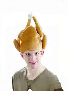 1pc Thanksgiving Chicken Leg Hat: Velvet Cartoon Hat Decoration, Carnival Party, Thanksgiving Turkey Hat, Polyester