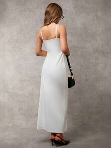 Vestido Longo Maxi Bodycon Deusa Sexy com Recorte na Cintura, Transparente e Fenda Lateral, Decote Redondo e Manga Curta, Vestido Longo Formal para Ocasiões Especiais, Vestido Longo Ajustado e Sem Costas para Verão, Formatura, Elegante, Festa, Igreja, Casamento, Praia, Férias