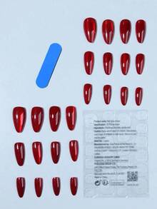 24pcs/Set Y2K Aesthetic Blood Red Crystal Cat Eye Press-On Nails, Long Almond Red Cat Eye Acrylic False Nails, Includes 1pc Jelly Gel And 1pc Nail File, Suitable For Women And Girls Daily Wear, Rave Party Manicure Supplies. Warehouse Tail Goods,Random Delivery. - 布朗 2 - 查看 10
