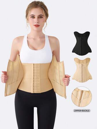 MISTHIN Steel Bone Supported Back Strengthening Women Waist Trainer Corset Tummy Control Shapewear Zipper Waist Cincher
