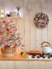 20 piezas Decoraciones de bastón de caramelo navideño, adornos para árbol de Navidad, set de adornos para árbol de Navidad en forma de bastón de caramelo rojo y blanco y molino de viento. Decoración navideña interior, decoración colgante encantadora, adecuada para árbol de Navidad, coronas, fiesta con temática de caramelos navideños