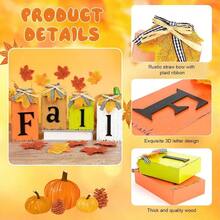 4 Pcs Fall Decorations Home, Fall Thanksgiving Table Decor Vintage Farmhouse Wooden Signs Autumn Tabletop Centerpieces Thanksgiving Fall Home Office Kitchen Harvest Party Tiered Tray Mantel Decor