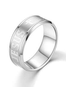 1 pièce Grande taille 8 mm Anneau de mariage en acier de titane 316 plaqué or/argent 18 carats avec croix de Jésus et Bible - Doré - Voir 4