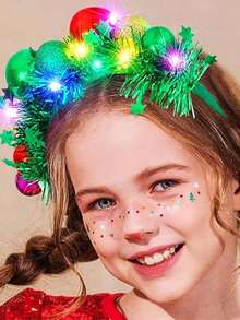 1 件圣诞头带装饰灯，LED 圣诞氛围夜灯，纽扣电池供电，亮片圣诞童话头饰装饰灯，圣诞节、派对、主题装饰、婚礼、酒吧、房间、客厅、狂欢节、拍照、生日、派对、狂欢节、圣诞礼物、家庭聚会、单身派对装饰的节日装饰，适合圣诞节、感恩节、新年作为理想的节日礼物、生日礼物、结婚礼物 - 彩色 - 查看 6