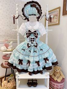 Lolita Outfit - Falda con tirantes JSK rosa + gorro BNT rosa - Ver 11