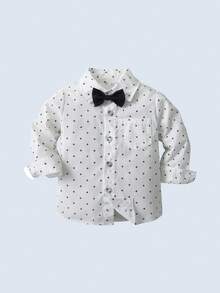 BOARNSEORL 3 件套年轻男孩绅士套装：蝴蝶结长袖衬衫、吊带工装裤和背心，时尚休闲西装，适合生日派对、婚礼、洗礼、节日正式穿着 - 黑色 - 查看 7