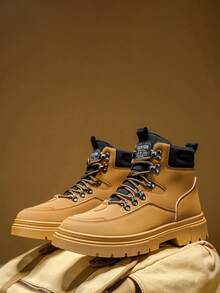 Men's High-Top Casual Boots, New Autumn/Spring Suede Boots, Black Fur Leather Ankle Boots, Men Shoes