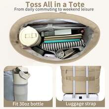 Bolso de mano para mujer, bolso de hombro acolchado plegable y ligero con cremallera, ideal para viajes, universidad y trabajo