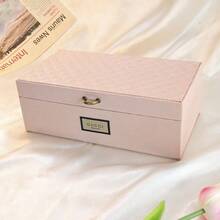 صندوق تخزين المجوهرات/مستحضرات التجميل/المجوهرات بطبعة زهرية وردية، سعة كبيرة، حلو وعتيق، هدية للأصدقاء أو العائلة، هدية للمناسبات والأعياد - وردي - مشاهدة 8