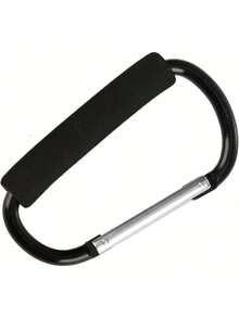 Ganchos para Carriola, Mosquetón Carrito para Bolso, Herramienta Multiusos, Gancho a Presión, Stroller Hook para Bolsas, Pañaleras, Biberones, Sillas Ruedas pañaleras yás Carabiner Hook (Negro) - 1 - Ver 3