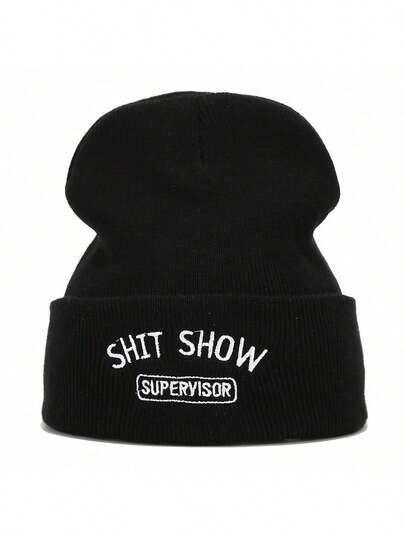 Street SHOW Graphic Beanie Solid Color Casual Skull Cap Lightweight Knit Hats Cuffed Beanies For Women Men Autumn & Winter