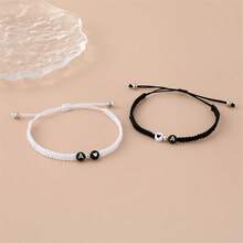 1pc Minimalist 26 Alphabet Braided Adjustable Bracelet, Personalized Heart Letter Friendship/Couple Bracelet, Suitable For Valentine's Day And Birthday Gift