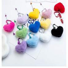 1pc DIY Beaded Accessory, Heart-Shaped Carabiner, Backpack Plush Pendant, Bag Charm, Carabiner, Heart Lock Clip, Pom Pom Carabiner, Birthday Gift, Christmas Gift, Christmas Stocking Stuffer - Multicolor - View 3