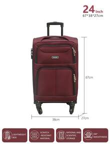 牛津布行李箱，拉桿箱，大容量 4 件套牛津布行李箱套裝，20/24/28/32 英寸，防刮且美觀大方，配有靈活的萬向輪，可用作隨身行李或手提箱 - 酒紅色 - 查看 13