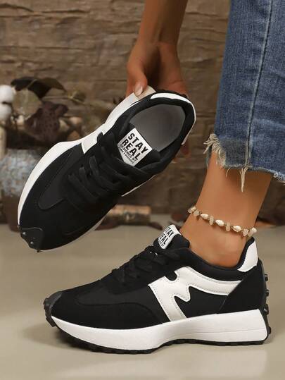 Women's Comfortable Lace-Up Sneakers - Lightweight Multifunctional Casual Shoes, Non-Slip Rubber Sole, Suitable For All Seasons
