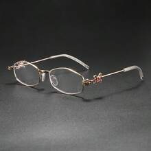 New Ins Glitter Elegant High-End Rhinestone Metal Frame Fashion Personalized Small Frame Flattering Face Shape Glasses - Multicolor - View 13