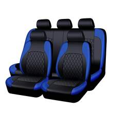 9PCS Car Seat Cover PVC Fabric Fashion Sport Seat Cover Car Interior Accessories,Car Seat Cover Full Set - Màu xanh lam - Xem 7