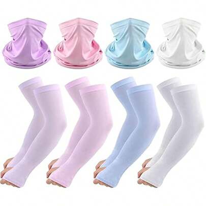 Conjunto De 4 Pares De Mangas Para Brazos Y Bandanas Deportivas Para Hombre Y Mujer - ProteccióN UV, Ideal Para Actividades Al Aire Libre Como Ciclismo, Senderismo Y Escalada