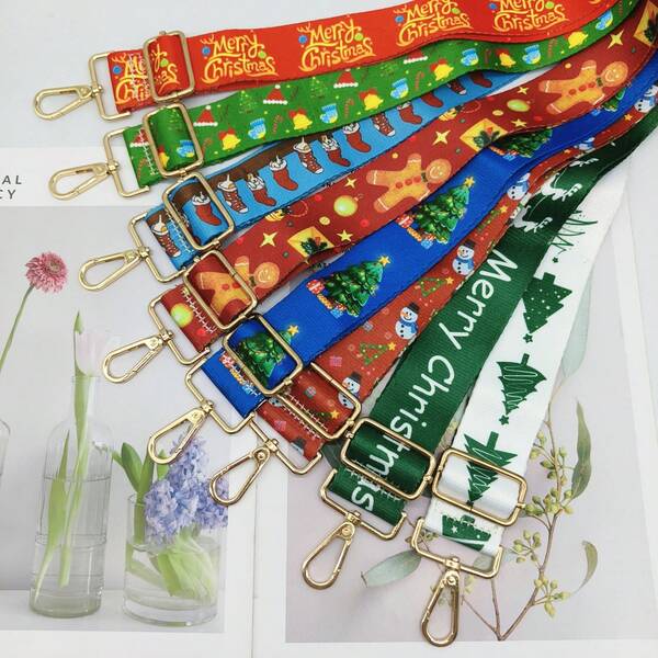 1 pièce Sangle de sac de remplacement mode imprimé coloré de Noël 3,8 cm réglable