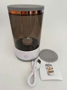 1 件 USB 供电电动化妆刷清洁器 - 无味、无需电池、必备家庭美容工具配件，具有深层清洁和无菌功能，透明设计带蓝色 LED 指示灯 - 彩色 - 查看 14