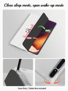 Creative Customisable Letter And Text Pattern Tablet Case, Supporting Personalised Text, With A Tri-Fold Stand Design And Stylus Slot. Soft Material Safeguards Your Tablet With Auto-Wake/Sleep Functionality. Compatible With IPad Galaxy - Multicolor - View 4