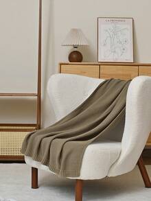 1 pieza Manta de punto verde sólido para bebé, diseño minimalista clásico, súper suave, cálida, ligera, manta decorativa estacional, adecuada para siesta, camping, viaje y decoración del hogar/oficina - Sin electricidad, sin plumas, hipoalergénica, fácil de cuidar, rosa, gris, azul, morado, decoración de otoño, decoración de habitación, vuelta al colegio, útiles escolares