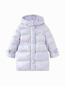 Balabala Tween Girls Gradient Down Jacket, 2025 Winter, Warm Hooded Coat - Purple - View 4