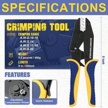 Crimping Heat Shrink Connectors - AWG 22 - 10 Ratchet Wire Terminal Crimper - Ratcheting Crimper Tools - Available Insulated Nylon Connectors And Electrical Wire Connectors - 8327 - 適用於非絕緣開口端子 - 查看 2