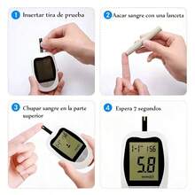 Kit de salud en el hogar: Medidor De Glucosa Digital + Tensiómetro + Pulsioxímetro de dedo con 50 agujas de sangre y 50 tiras reactivas - Blanco - Ver 4