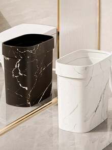 1 件经典大理石纹浴室超薄垃圾桶，脚踏板设计，适用于客厅、厨房、浴室等狭窄空间 - 彩色 - 查看 9