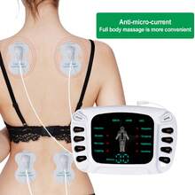 专业 TENS 机器多功能按摩器，适用于肩部、颈部、坐骨神经痛和背部放松肌肉刺激器双输出 TENS EMS 装置电子脉冲按摩器，带 5 对贴片