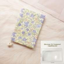 1PC A5/A6 Blue Flower Cloth Book Cover, Planner Case Cover Protective Shell Journal Cover Protector Office Stationery Supplies, Give Away 1pc Transparent Magnifying Lens, Can Be Used As A Bookmark - Single Piece - View 14