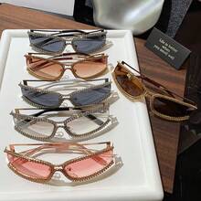 25 New Retro Rhinestone Embellished Personalized Cat Eye Fashion Glasses, High-End Chic Eyewear For Women, Y2K European And American Style - Multicolor - View 7