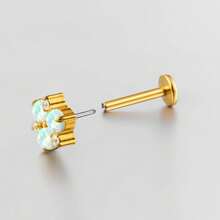Giga 1PC ASTM F136 Titanium Flower CZ Opal Cartilage Earring 16G Threadless Helix Tragus Stud Nose Lip Flat Back Labret Piercing Women Jewelry Earring Studs Classic