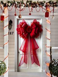 1 Stück großer roter Weihnachtsschleifen, festlicher Weihnachtsstil, kann an der Haustür für Weihnachtsdekoration im Haus, Valentinstag Party Eingangsbereich Dekoration und Winterdekoration an der Tür aufgehängt werden. Es ist eine beliebte Feiertags-Dekoration zum Dekorieren der Haustür.