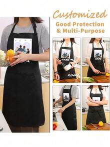 Customized Black Kitchen Cooking Apron, Modern Polyester Oil-Proof Apron, Custom Kitchen Apron, Nordic Home Apron, Personalized Cooking Apparel, Dustproof Chef Apron, Wedding Party Aprons, Sleeveless Kitchen Wear - Multicolor - View 8