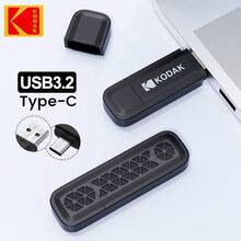 Kodak 柯达双口USB闪存盘，USB 3.2 Gen 1 OTG便携式USB闪存盘，32GB/64GB，128GB/256GB，兼容手机和电脑 - 黑色 - 查看 1