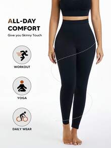 Women's Compression Leggings Yoga Pants Butt Lifting Seamless High Waist Tummy Control Stretchy Shapewear - Black - View 7