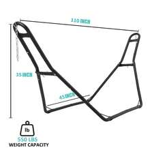 Universal Heavy-Duty Steel Hammock Stand, Adjustable 9.5–14 Ft Portable Hammock Frame For 2 People, 450 Lbs Capacity, Rust-Resistant Metal Stand For Patio, Porch, Balcony & Backyard - Black - View 3