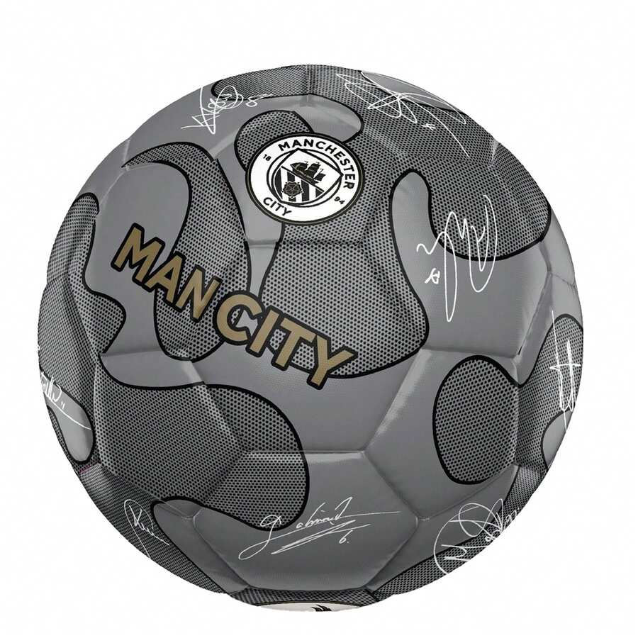 Manchester City FC Signature 32 Panel Football (Silver) - 100% Mixed - (RD3864) - Silver - View 1