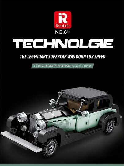 Reobrix 1pc Classic City Car Building Block, DIY Racing Building Blocks Toys, ABS Material, Creative Racing Themed, Movie-Inspired Decor, Creative Education Assembly Block Model Decor, Toys For Adult And Boys