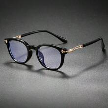 男士时尚金属框架眼镜，个性化防蓝光透明镜片休闲眼镜配件，适合所有季节 - 彩色 - 查看 1