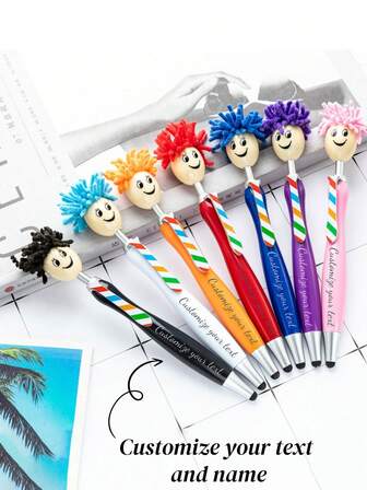1-20pcs Cute Baby Head Ballpoint Pens With Carved Logo, 3D Cartoon Face Capacitive Touch Pen, Black Ink, Christmas Gift, Fun Baby Head Theme 0.5mm Ballpoint Pen, Unique Cartoon Stationery Suitable For Student Writing And Office Use, Purple