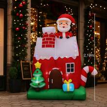 Casa Papai Noel Inflavel 2,10 Metros Decoração Natal Gigante - Vermelho - Visão 8