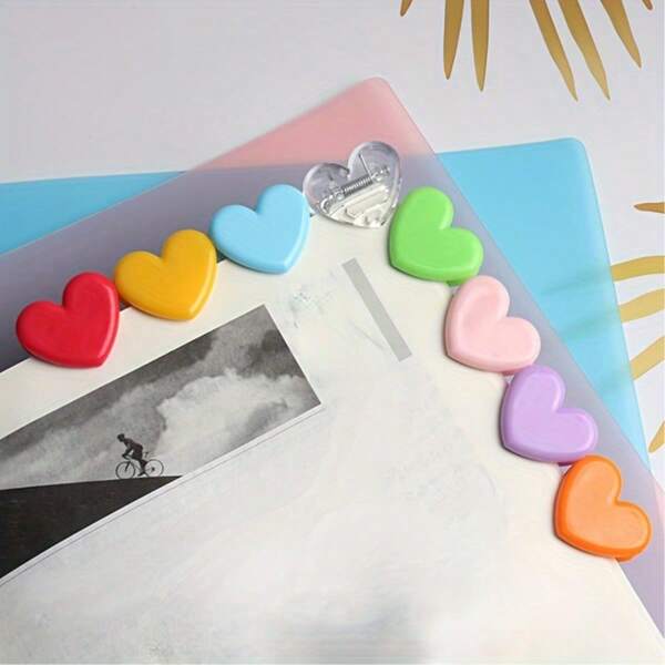 5/15 peças de clipes de plástico fofos em formato de coração, clipes para fotos, clipes organizadores de documentos, clipes de vedação, mini clipes de cauda longa para meninas, clipes de recibo, clipes de vedação multiuso - marcadores decorativos para agendas, planejadores, materiais de escritório e escolares